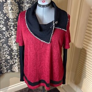 Zoe Sweater Red and Black Women's